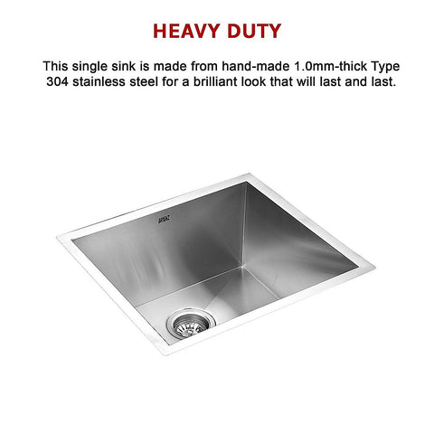 510x450mm Handmade Stainless Steel Undermount / Topmount Kitchen Laundry Sink with Waste