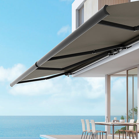 5.0m x 3.0m Retractable Folding Arm Awning Heavy Duty Full Cassette Motorised