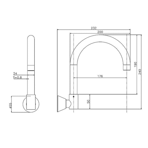 High Reach Swivel Wall Kitchen Laundry Bath Basin Spout