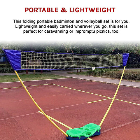 Folding Portable Badminton Combo Set Volleyball Net Outdoor Sports