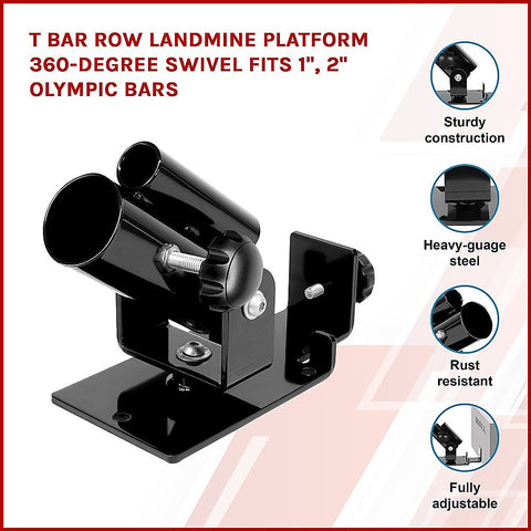 T Bar Row Landmine Platform 360° Swivel Fits 1", 2" Olympic Bars