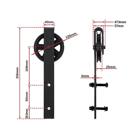 2M Big Spoke Wheel Sliding Barn Door Hardware