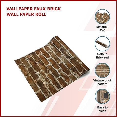 Wallpaper Faux Brick Wall Paper Roll