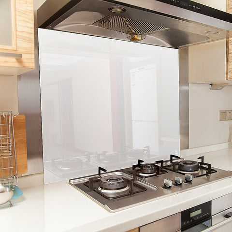 Toughened 90cm x 70cm White Glass Kitchen Splashback