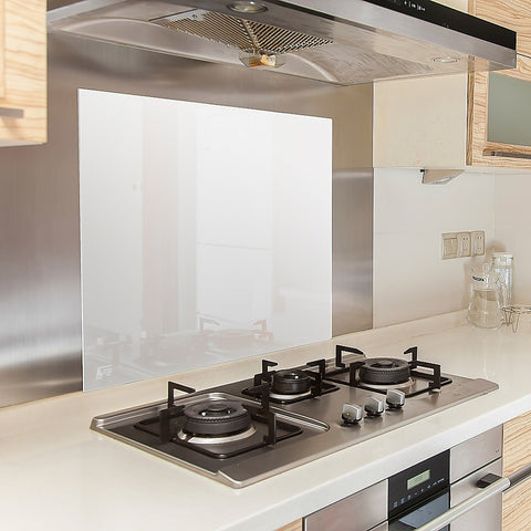 Toughened 60cm x 70cm White Glass Kitchen Splashback