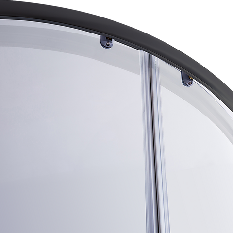 90 x 90cm Black Rounded Sliding 6mm Curved Shower Screen with White Base