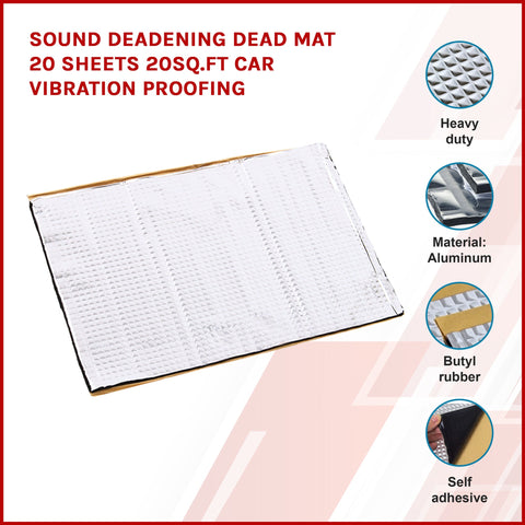 Sound Deadening Dead Mat 20 Sheets 20sq.ft Car Vibration Proofing