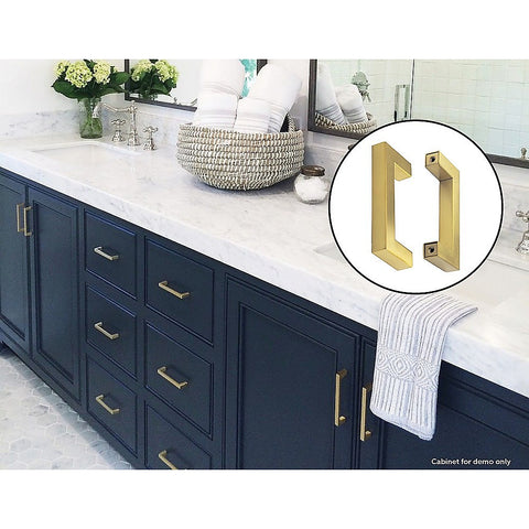 15x Brushed Brass Drawer Pulls Kitchen Cabinet Handles - Gold Finish 96mm