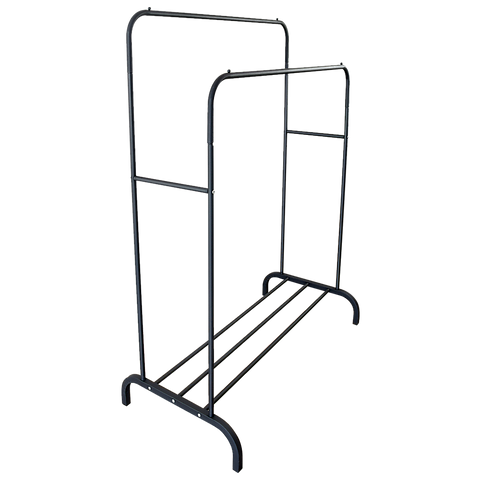 Heavy Metal Double Clothes Rail Hanging Rack Garment Display Stand Storage Shelf