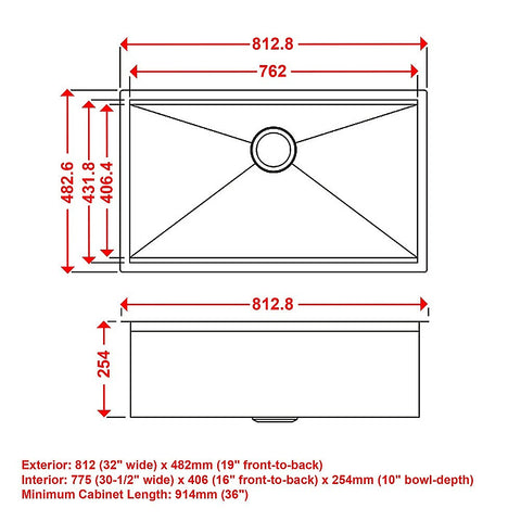 BRIENZ 32-inch Nano Workstation Ledge Undermount 16 Gauge Stainless Steel Kitchen Sink Single Bowl