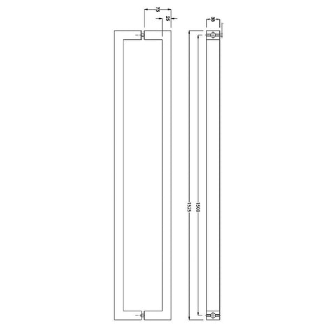 Entrance Door Pull Handle Matte Black 1500mm