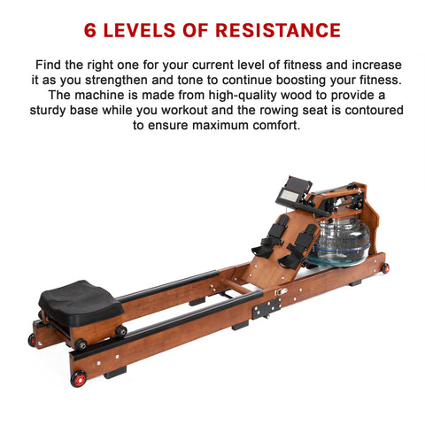 Water Rowing Machine Resistance Foldable Wood Premium Fitness Equipment