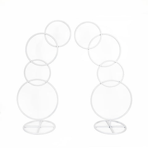 2pcs Round Wedding Arch Backdrop Rings Loops Flower Balloon Lawn Row Stand