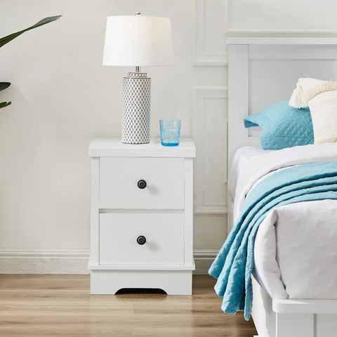 Margaux White Coastal Style Bedside Table