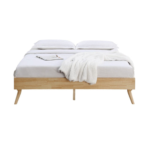 Natural Oak Ensemble Bed Frame Wooden Slat Queen