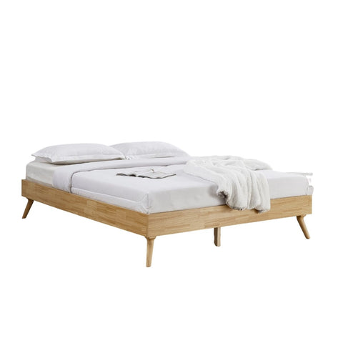 Natural Oak Ensemble Bed Frame Wooden Slat Queen