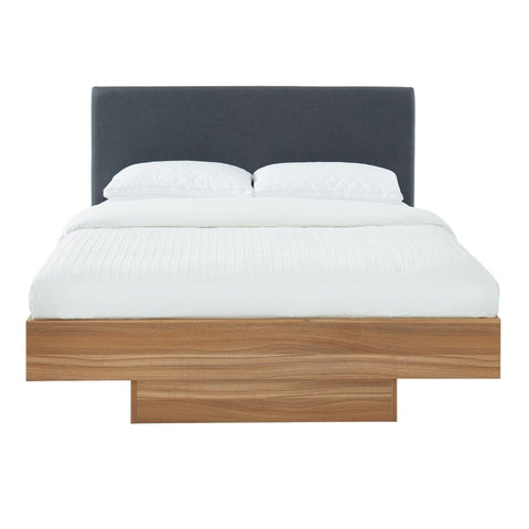 Walnut Oak Wood Floating Bed Frame Queen