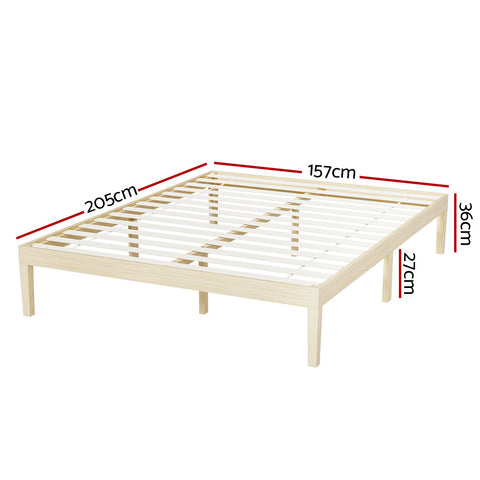 Artiss Bed Frame Queen Size Wooden Base Mattress Platform Timber Pine BRUNO