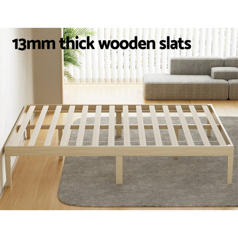 Artiss Bed Frame Queen Size Wooden Base Mattress Platform Timber Pine BRUNO