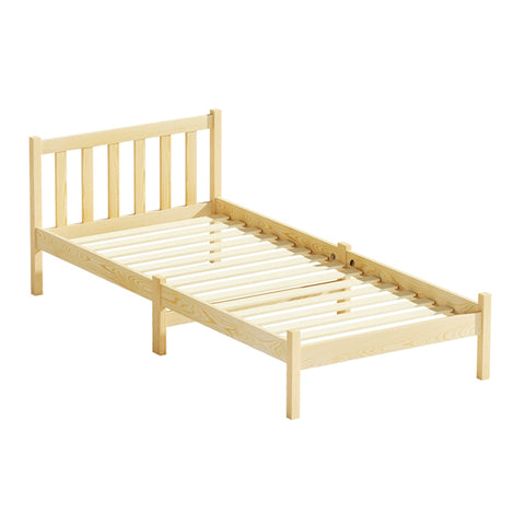 Artiss Bed Frame Wooden Single Size SOFIE Pine Timber Mattress Base OAK