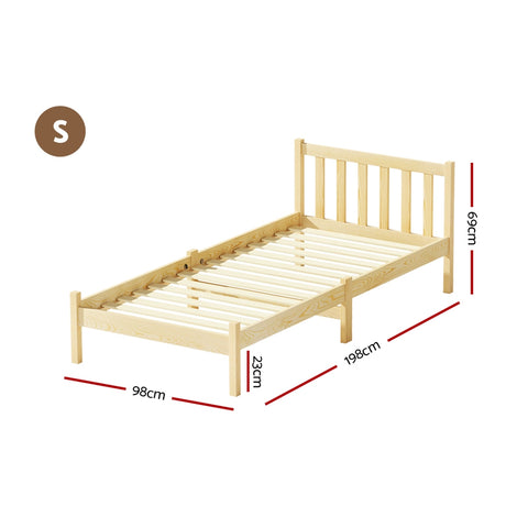 Artiss Bed Frame Wooden Single Size SOFIE Pine Timber Mattress Base OAK