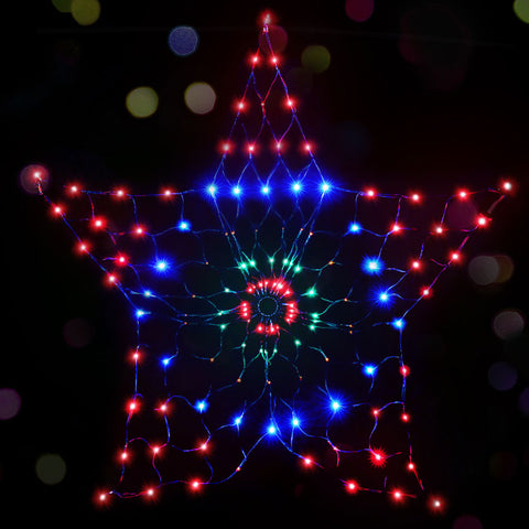 Jingle Jollys Christmas Lights Motif LED Star Net Waterproof Outdoor Colourful