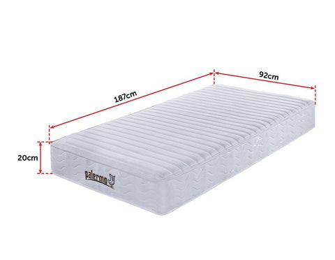 Palermo Contour 20cm Encased Coil Single Mattress CertiPUR-US Certified Foam